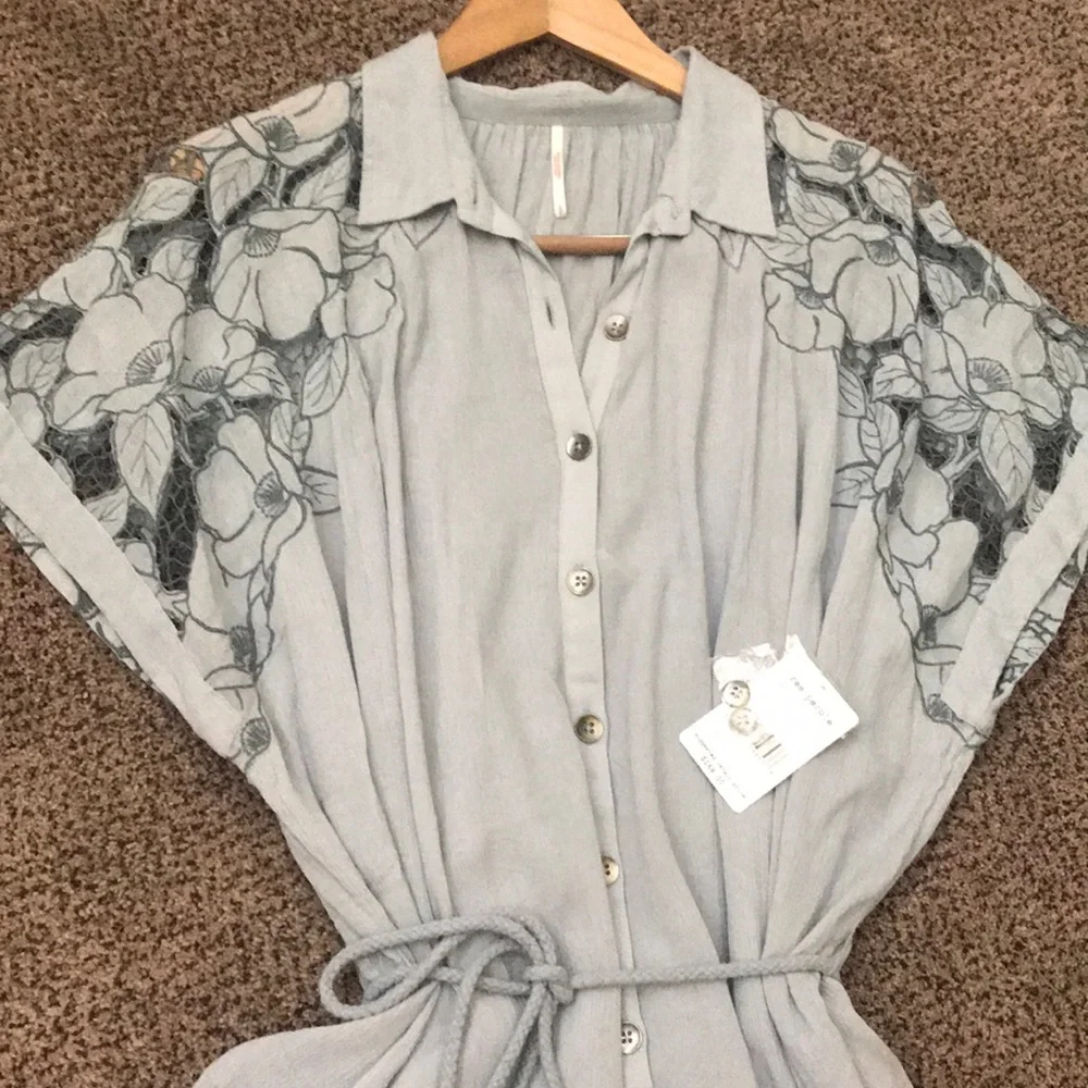 Free People Cut It Out midi Shirt Dress - Picture 2 of 5